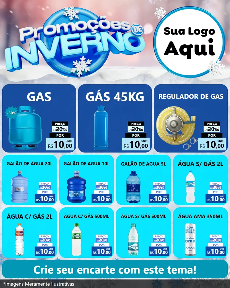 Modelo de Rede Social para Feed Instagram com o tema Promoções de Inverno para Água e gás
