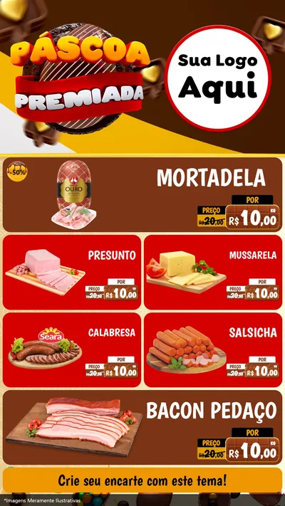 Modelo de TV para TV Vertical com o tema Páscoa Premiada para Frios e Laticínios