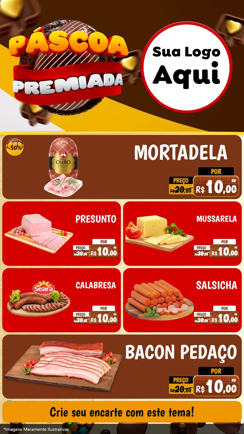 Modelo de TV para TV Vertical com o tema Páscoa Premiada para Frios e Laticínios
