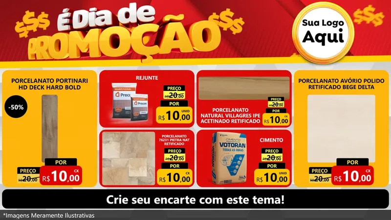 Modelo de TV para TV Horizontal com o tema É Dia De Promoção para Pisos e revestimentos