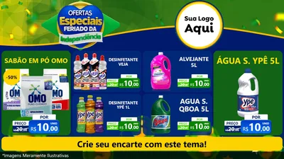 Modelo de TV para TV Horizontal com o tema Ofertas Especiais Feriado da Independência para Produtos de Limpeza