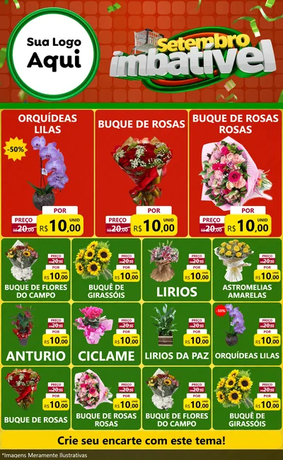 Modelo de Encarte para Encarte Grande com o tema Setembro Imbatível para Floricultura e jardim