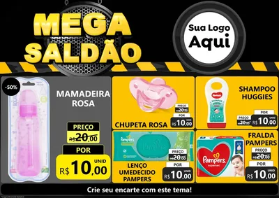 Modelo de Encarte para Encarte A4 Horizontal com o tema Mega Saldão para Bebês