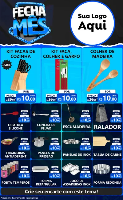 Modelo de Encarte para Encarte Grande com o tema Fecha Mês para Utilidades Domésticas