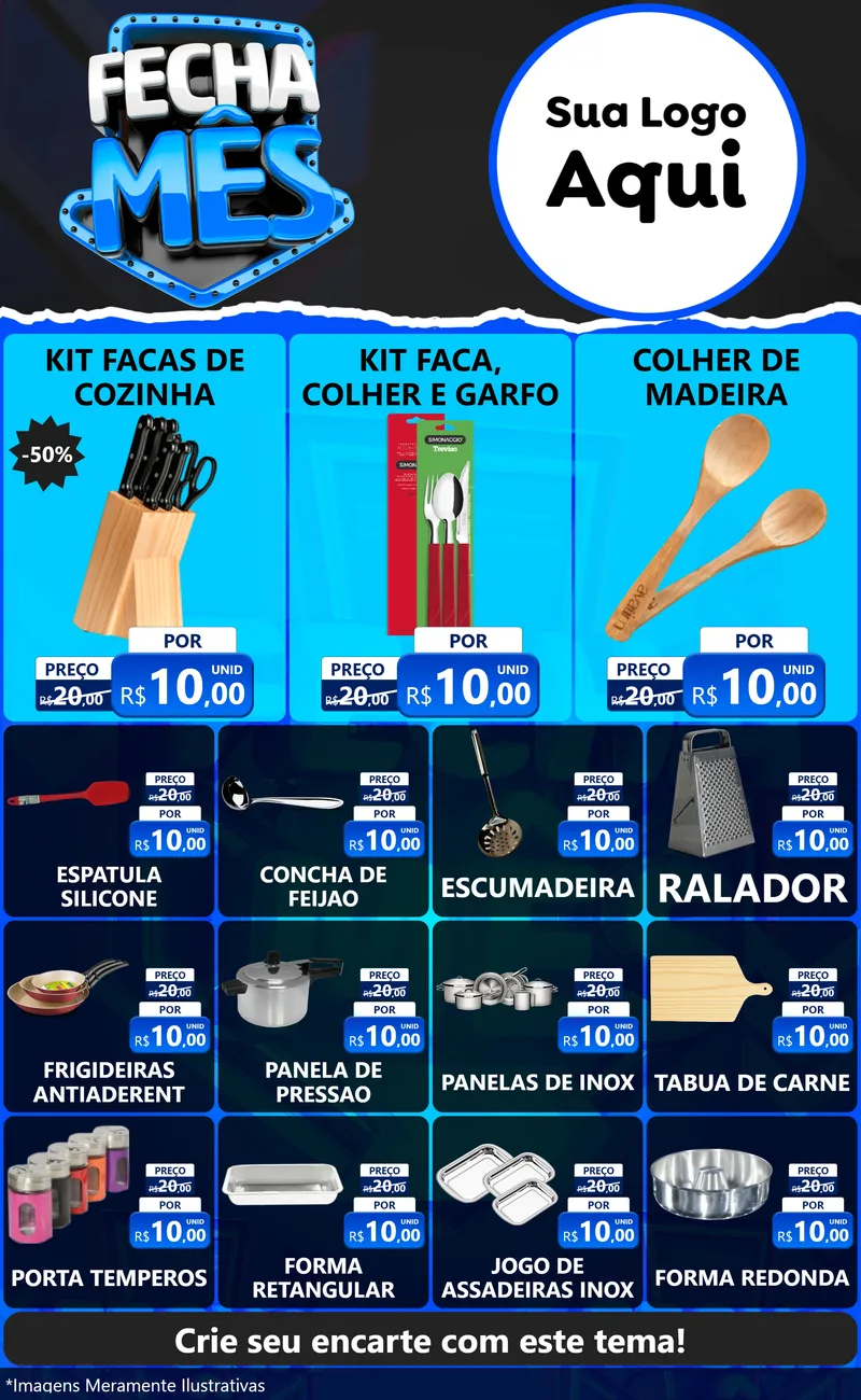 Modelo de Encarte para Encarte Grande com o tema Fecha Mês para Utilidades Domésticas