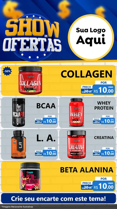 Modelo de TV para TV Vertical com o tema Show de Ofertas para Suplementos alimentares