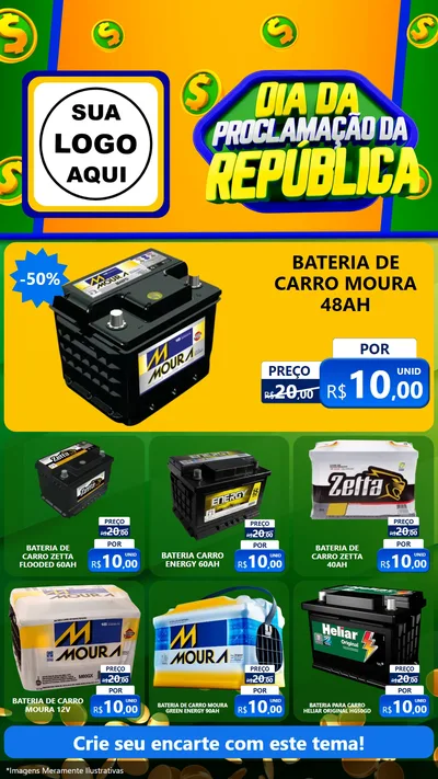 Modelo de Rede Social para Stories com o tema Dia Da Proclamação da República para Baterias Elétricas