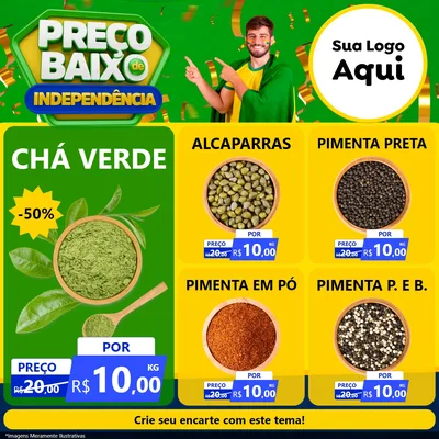Modelo de Rede Social para Feed Facebook com o tema Preço Baixo de Independência para Produtos Naturais