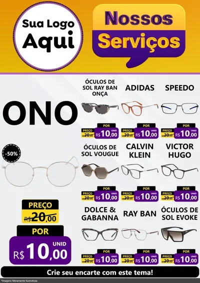 Modelo de Encarte para Encarte A4 Vertical com o tema Nossos Serviços para Óticas