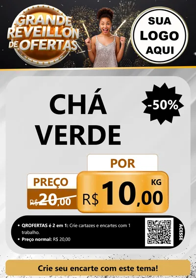 Modelo de Cartaz para Cartaz A4 Vertical com o tema Grande Réveillon de Ofertas para Produtos Naturais