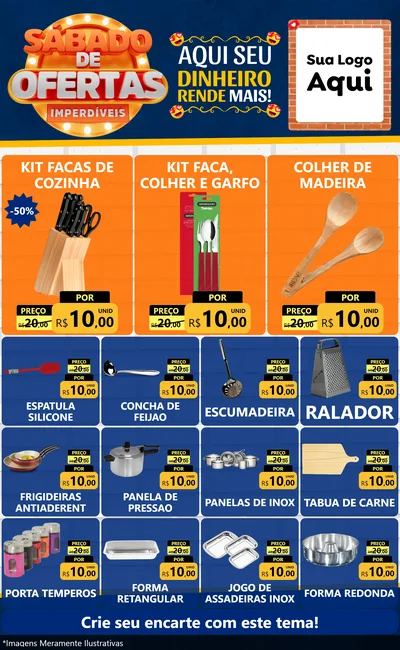 Modelo de Encarte para Encarte Grande com o tema Sábado de Ofertas Imperdíveis para Utilidades Domésticas