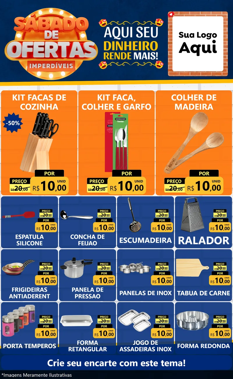 Modelo de Encarte para Encarte Grande com o tema Sábado de Ofertas Imperdíveis para Utilidades Domésticas