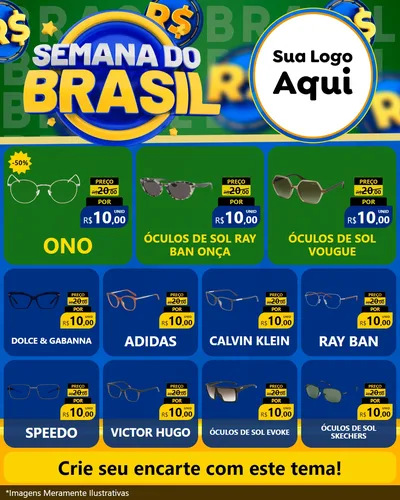 Modelo de Rede Social para Feed Instagram com o tema Semana Do Brasil para Óticas