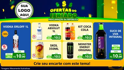 Modelo de TV para TV Horizontal com o tema Ofertas do Feriado - Proclamação da República para Distribuidora de bebidas