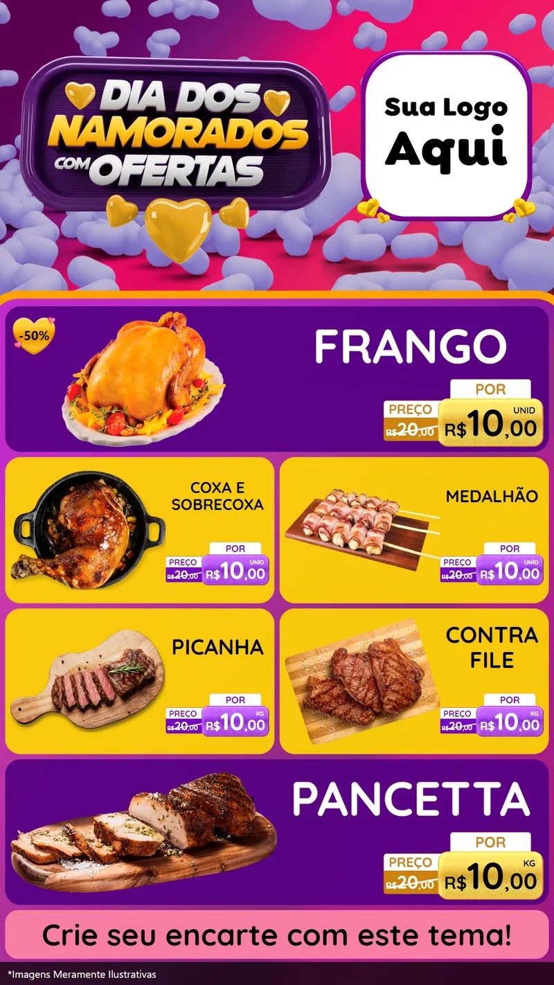 Modelo de TV para TV Vertical com o tema Dia Dos Namorados Com Ofertas para Assados