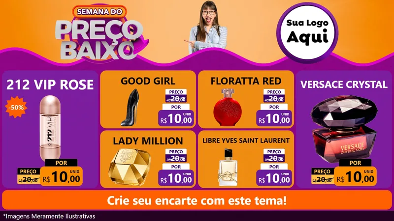 Modelo de TV para TV Horizontal com o tema Semana do Preço Baixo para Perfumes