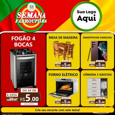 Modelo de Rede Social para Feed Facebook com o tema Semana Farroupilha para Móveis e Eletro