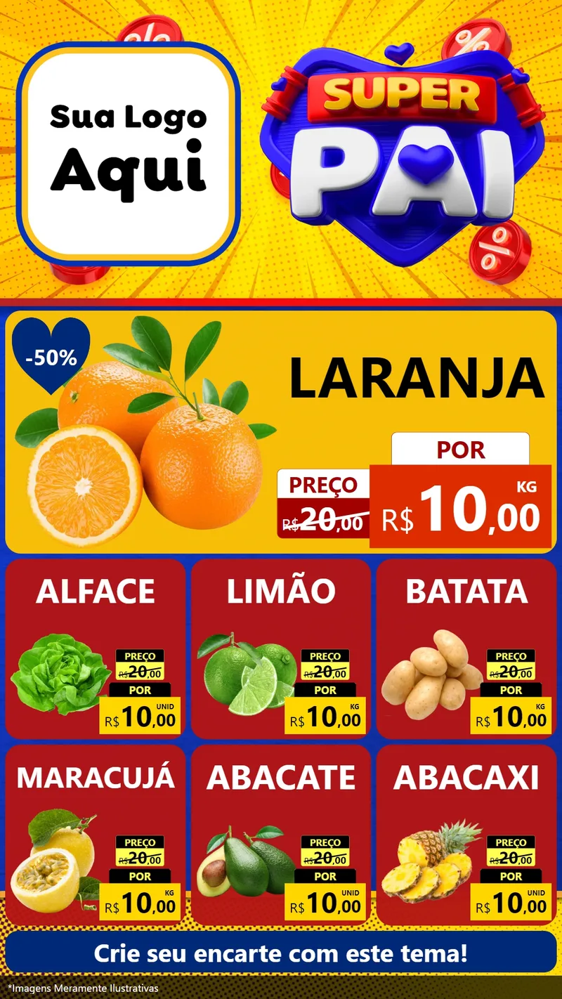 Modelo de Rede Social para Stories com o tema Super Pai para Hortifrúti