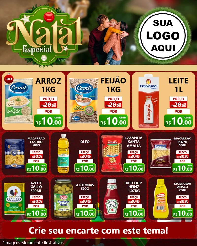 Modelo de Rede Social para Feed Instagram com o tema Natal Especial para Supermercado