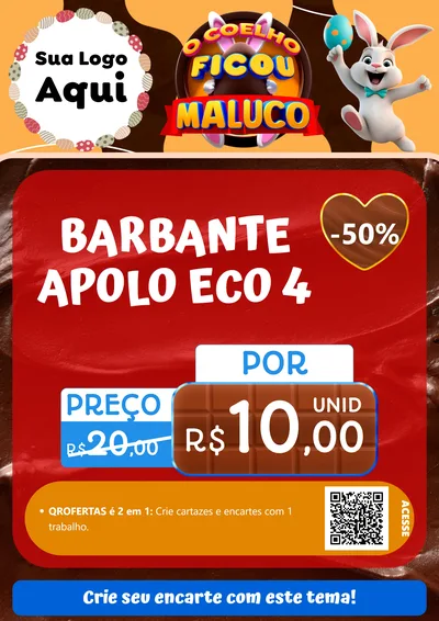 Modelo de Cartaz para Cartaz A4 Vertical com o tema O Coelho Ficou Maluco - Páscoa para Armarinho e Aviamentos