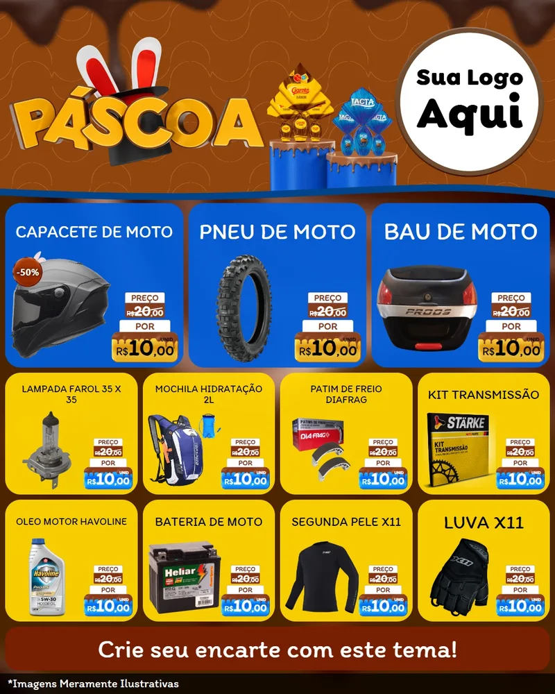 Modelo de Rede Social para Feed Instagram com o tema Páscoa para Moto peças