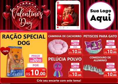Modelo de Encarte para Encarte A4 Horizontal com o tema Valentine's Day para Pet Shop