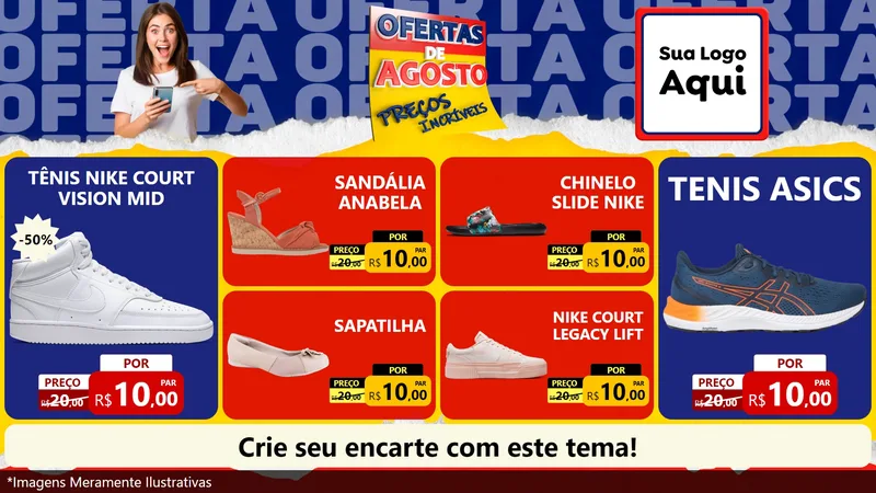 Modelo de TV para TV Horizontal com o tema Ofertas de Agosto - Preços Incríveis para Calçados