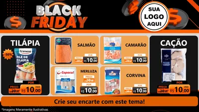 Modelo de TV para TV Horizontal com o tema Black Friday para Peixaria