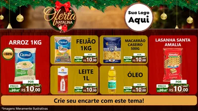 Modelo de TV para TV Horizontal com o tema Ofertas Natalina para Supermercado