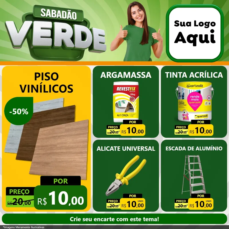 Modelo de Rede Social para Feed Facebook com o tema Sabadão Verde para Material para Construção