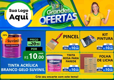 Modelo de Encarte para Encarte A4 Horizontal com o tema Grandes Ofertas para Tintas e Ferramentas