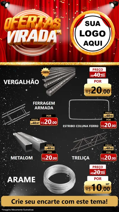 Modelo de TV para TV Vertical com o tema Ofertas da Virada para Ferragens