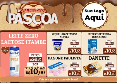 Modelo de Encarte para Encarte A4 Horizontal com o tema Ofertas de Páscoa para Frios e Laticínios