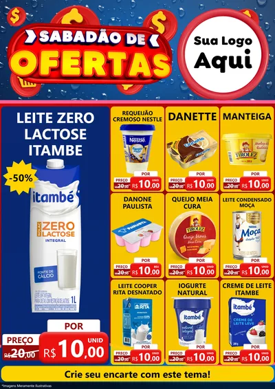 Modelo de Encarte para Encarte A4 Vertical com o tema Sabadão de Ofertas para Frios e Laticínios