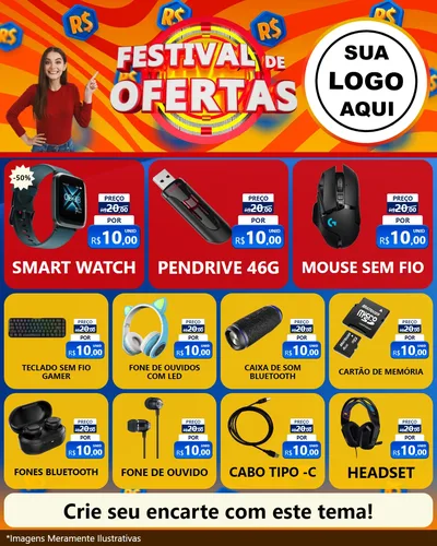 Modelo de Rede Social para Feed Instagram com o tema Festival de Ofertas para Informática