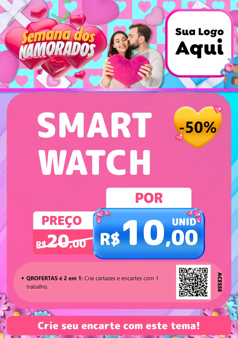 Modelo de Cartaz para Cartaz A4 Vertical com o tema Semana dos Namorados para Informática