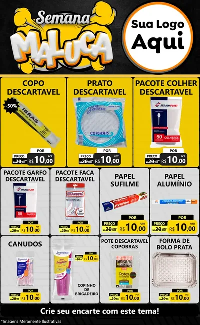 Modelo de Encarte para Encarte Grande com o tema Semana Maluca para Embalagens