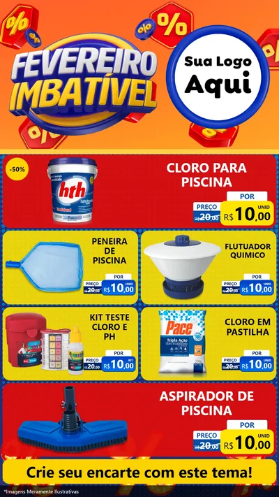 Modelo de TV para TV Vertical com o tema Fevereiro Imbatível para Produtos para Piscina