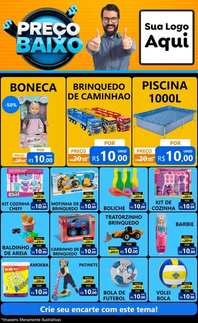 Modelo de Encarte para Encarte Grande com o tema Preço Baixo para Brinquedos