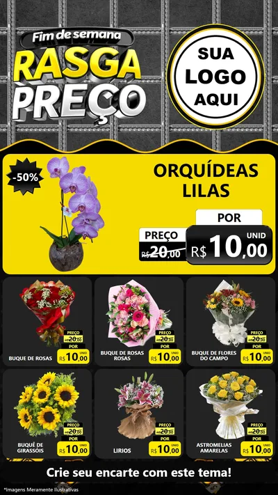 Modelo de Rede Social para Stories com o tema Fim de Semana Rasga Preço para Floricultura e jardim