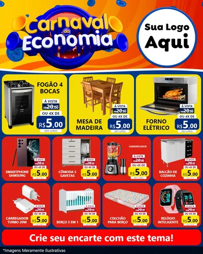 Modelo de Rede Social para Feed Instagram com o tema Carnaval da Economia para Móveis e Eletro