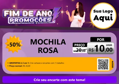 Modelo de Cartaz para Cartaz A4 Horizontal com o tema Fim de Ano Promoções para Papelaria
