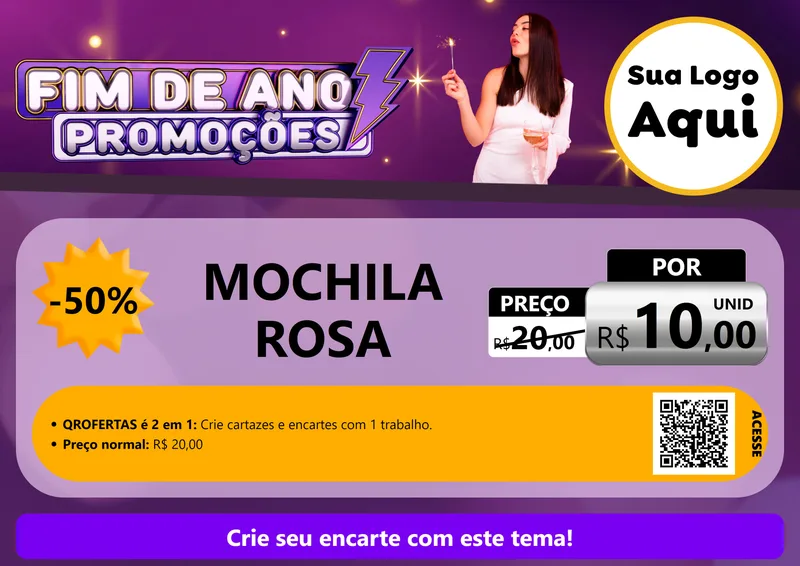 Modelo de Cartaz para Cartaz A4 Horizontal com o tema Fim de Ano Promoções para Papelaria