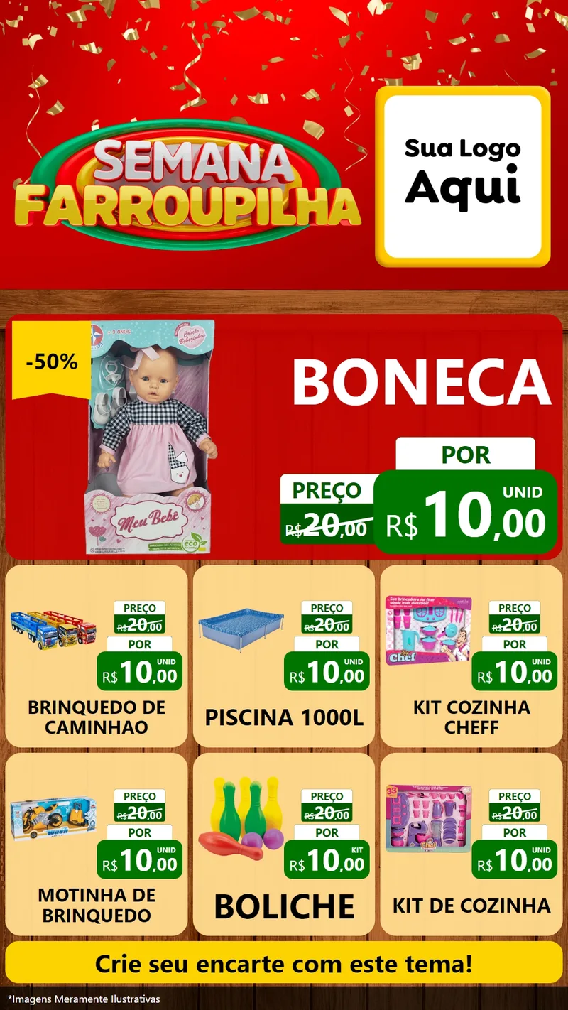 Modelo de Rede Social para Stories com o tema Semana Farroupilha para Brinquedos