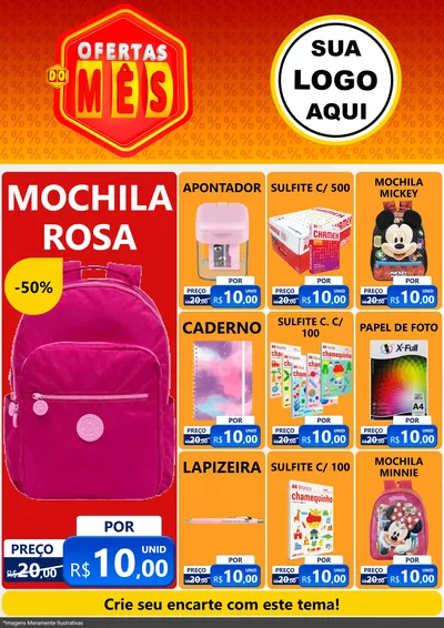 Modelo de Encarte para Encarte A4 Vertical com o tema Ofertas do Mês para Papelaria