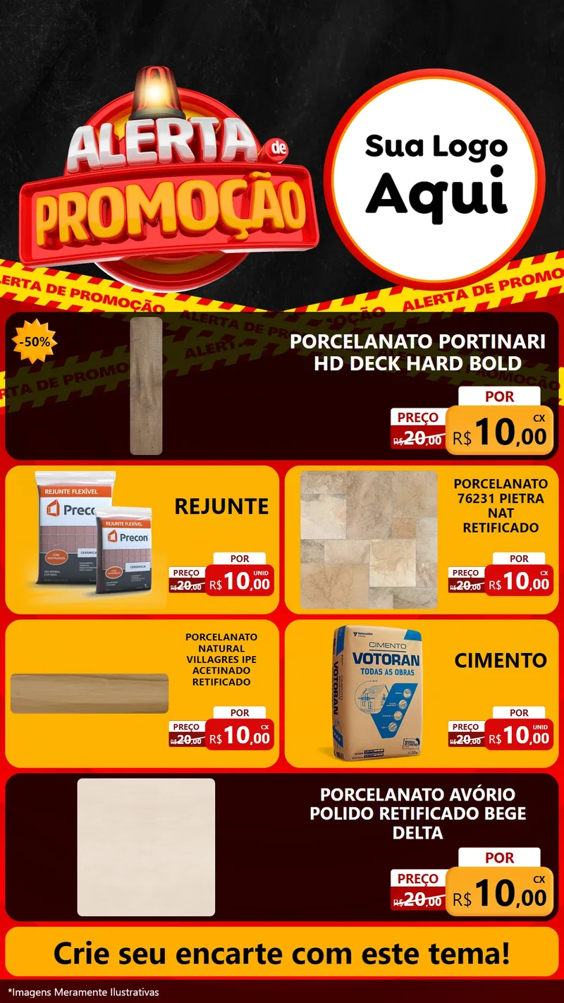 Modelo de TV para TV Vertical com o tema Alerta de Promoção para Pisos e revestimentos