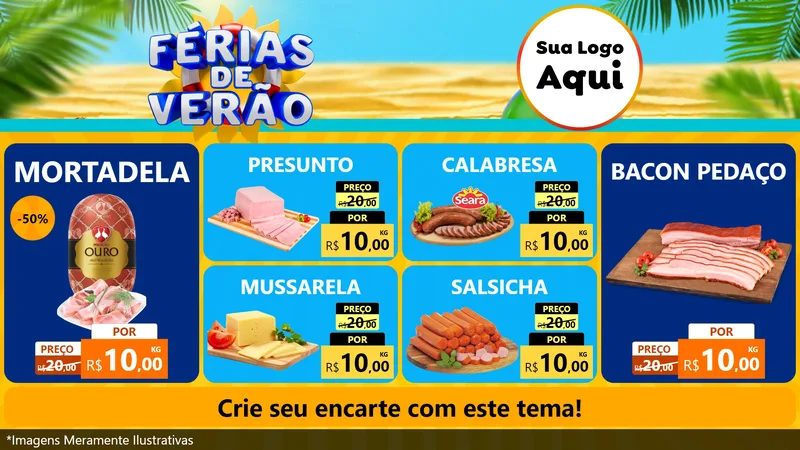 Modelo de TV para TV Horizontal com o tema Férias de Verão para Frios e Laticínios