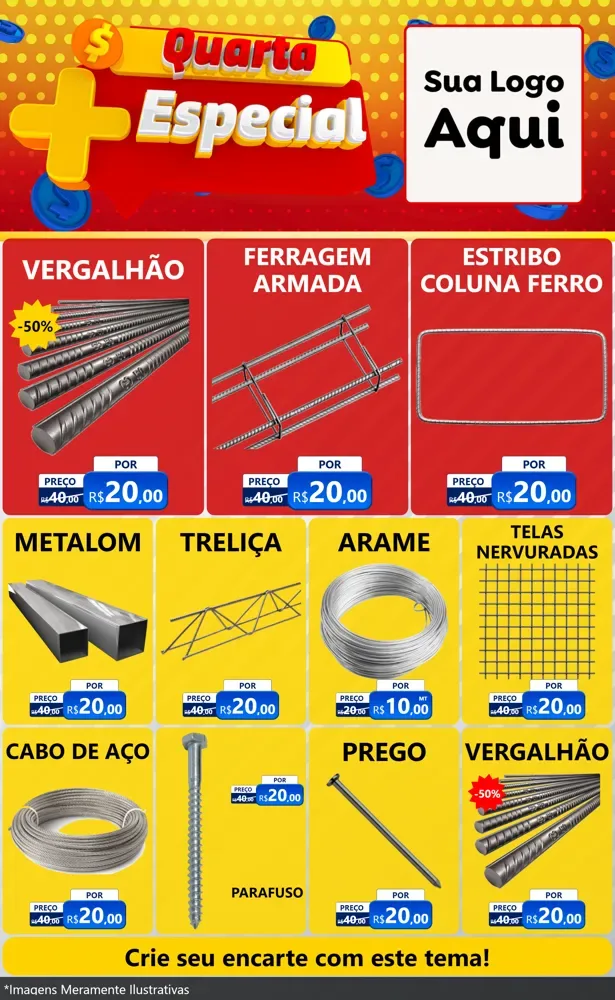 Modelo de Encarte para Encarte Grande com o tema Quarta Mais Especial para Ferragens