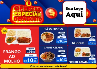 Modelo de Encarte para Encarte A4 Horizontal com o tema Ofertas Especiais de Agosto para Restaurante