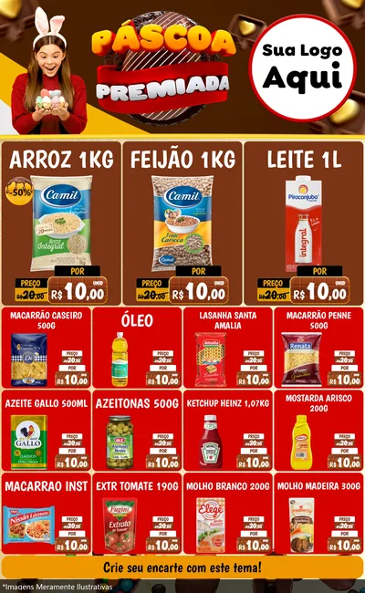 Modelo de Encarte para Encarte Grande com o tema Páscoa Premiada para Supermercado